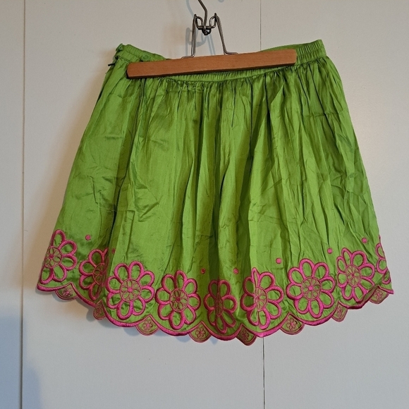 Lilly Pulitzer white label size 8 green silk skirt EUC - Picture 5 of 5